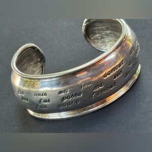 CAROLEE brand Sterling Silver Cuff Bracelet With French Inscription